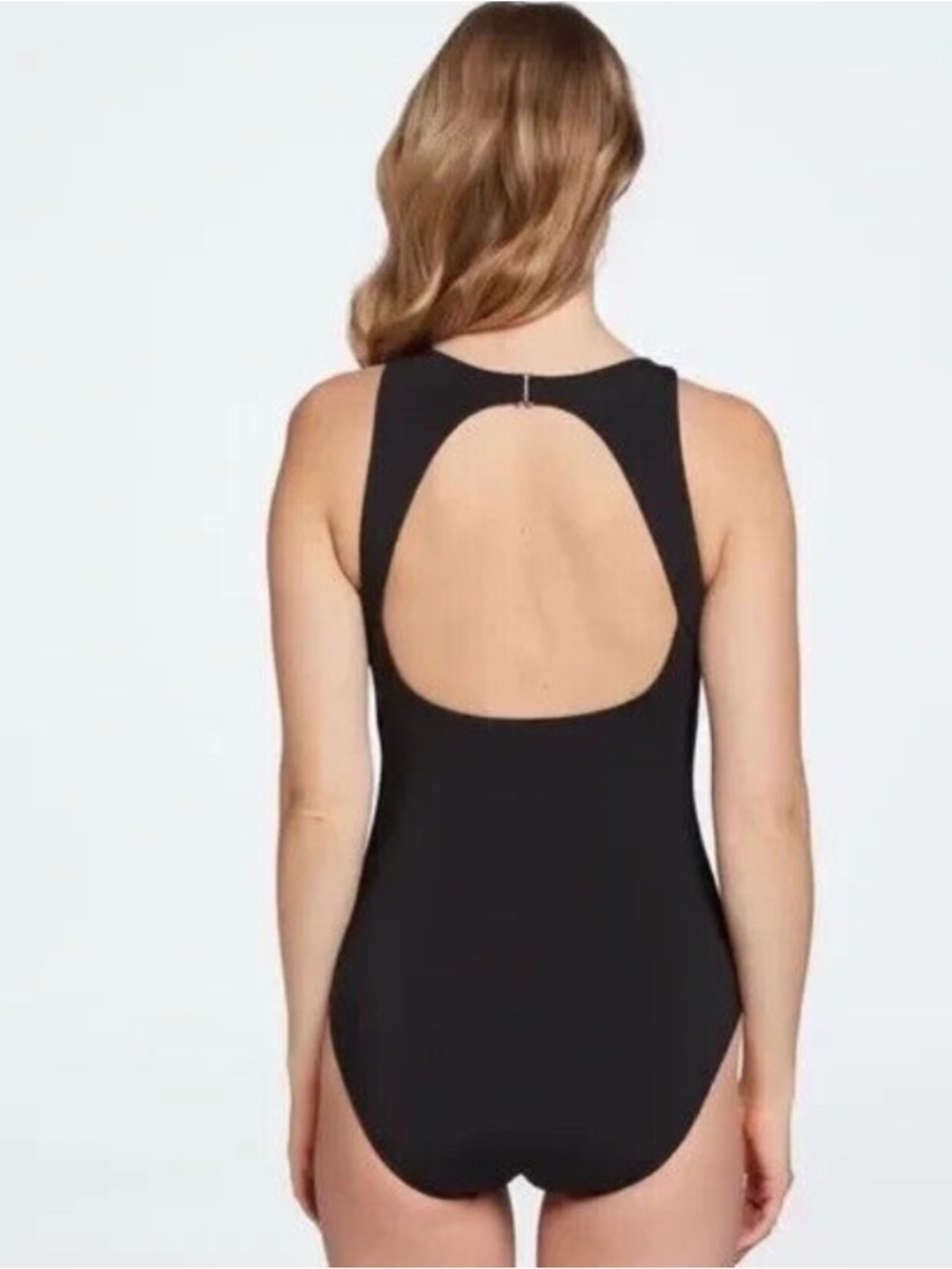 Calia High Neck Open Back Black One Piece Swimsuit